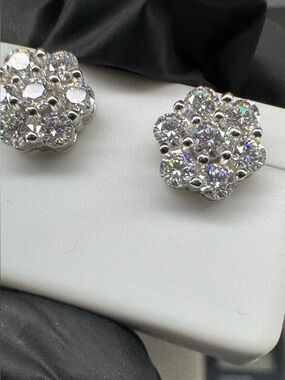 925 Sterling Silver with Rhodium Finish 3.00 CTW VVSD Moissanite Earrings